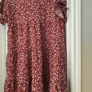 Red Ruffled High-Low Sundress with Flutter Sleeves